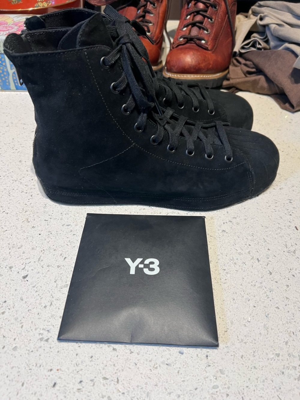 Yohji Yamamoto Nizzastar Black High-Top Suede Lace-Up Sneakers